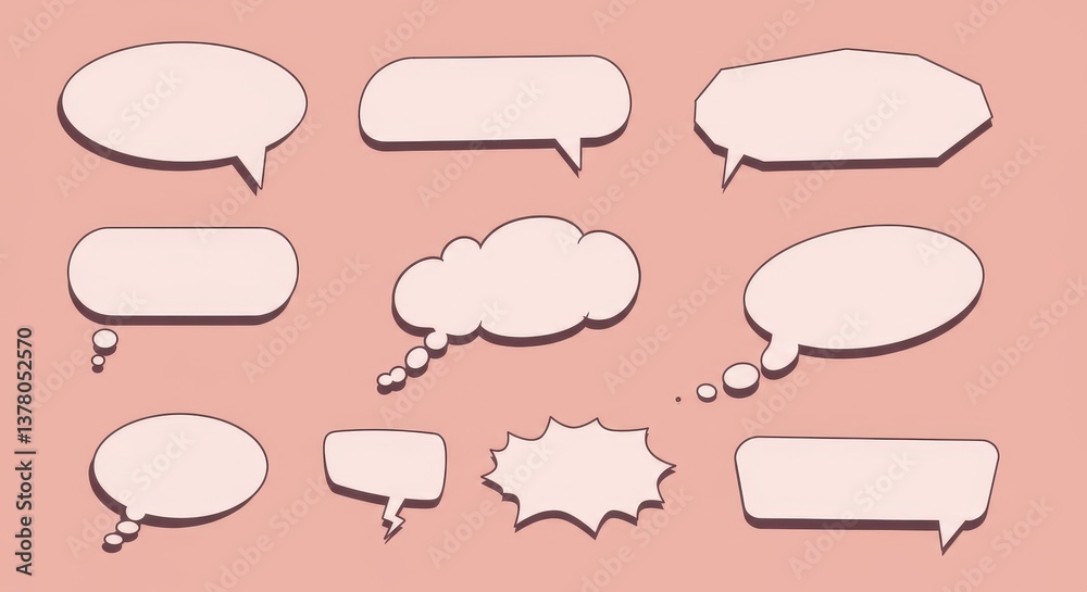 Collection of Empty Speech Bubbles - Set of various blank speech bubbles perfect for adding text, suitable for comics, presentations, and more Collection of Empty Speech Bubbles - Set of various blank speech bubbles perfect for adding text, suitable for comics, presentations, and more