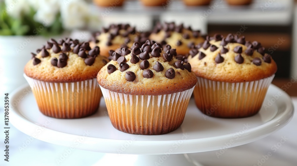 Freshly baked chocolate chip muffins, perfect for a delicious treat or breakfast snack. Freshly baked chocolate chip muffins, perfect for a delicious treat or breakfast snack.