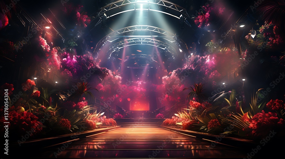Fototapeta premium Enchanted Runway: A Surreal Floral Paradise