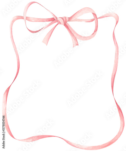 Watercolor bow frame collection featuring coquette style ribbons in blush tones, ideal for cute card designs, decorative borders, and digital crafts.