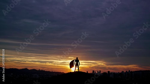The Hero Against Sunset