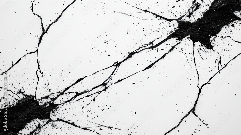 Obraz premium Abstract black and white marble texture with veining patterns.