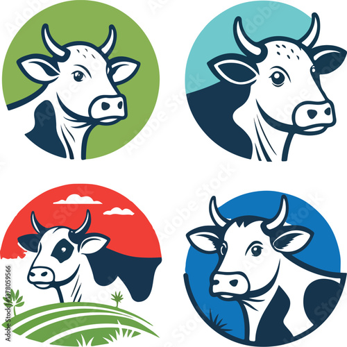 A Set Of Cow Vector Illustration Icon Design 