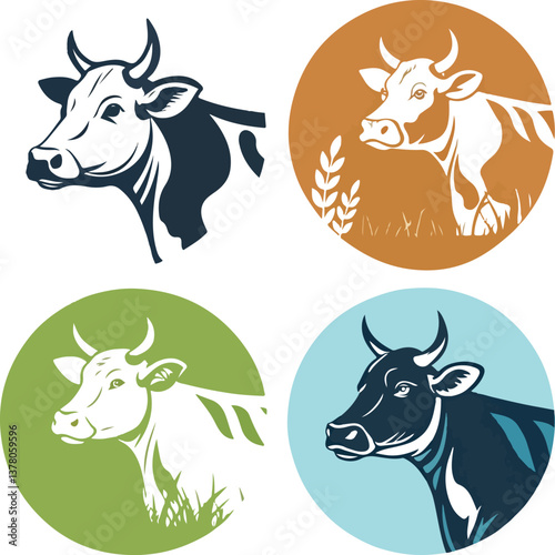 A Set Of Cow Vector Illustration Icon Design 