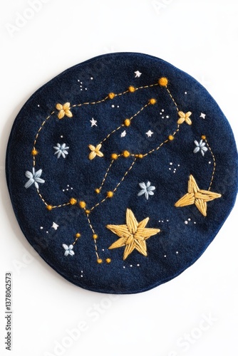 Hand-Embroidered Constellation Beret - Night Sky Fashion Accessory