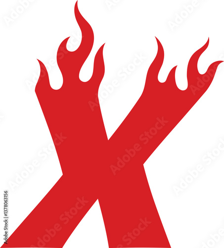X Fire Top Flame Alphabet Letter