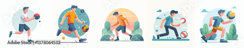 vector group of men playing football
