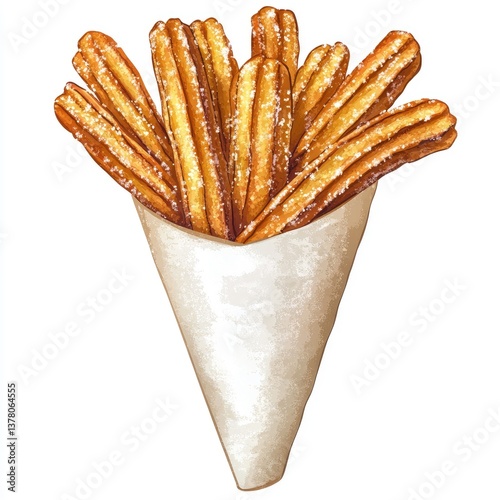 Crispy churros in a cone