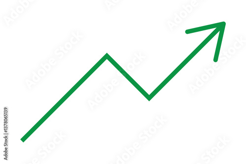 Graph going Up and Down sign with green and red arrows vector. Flat design vector illustration concept of sales bar chart symbol icon with arrow moving down and sales bar chart with arrow moving up