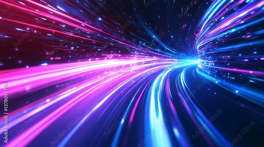 Obraz premium Energetic Visuals of Pink and Blue Lines in Motion