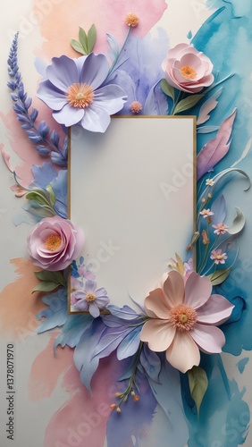 A subtle pastel blossom frame, ideal for modern and minimalistic compositions.