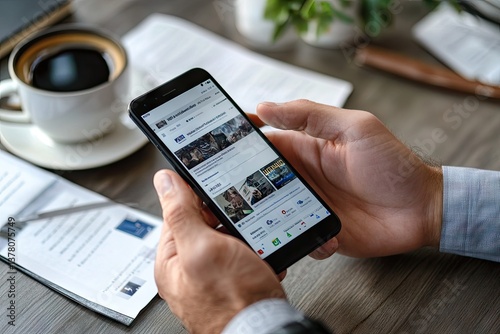 Person reviewing news on a smartphone