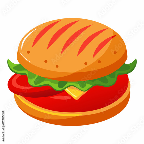 grilled burger with roasted red pepper 