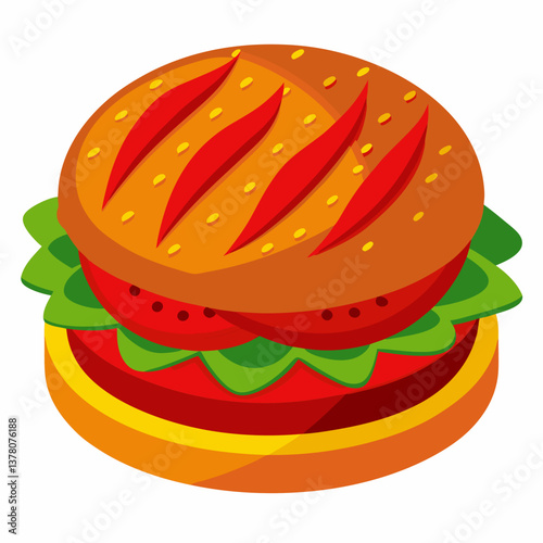 grilled burger with roasted red pepper 