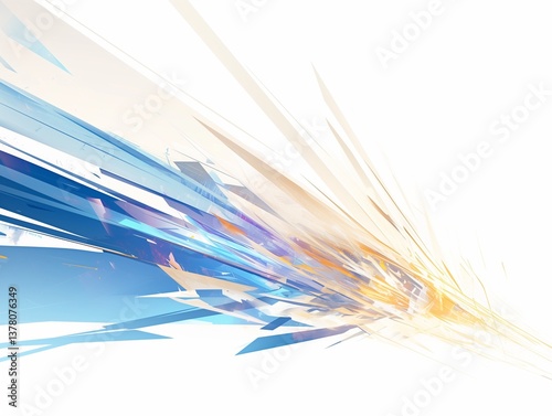 Speedy Abstract Digital Art with Intersecting Blue and Gold Light
