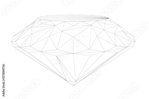 A diamond is drawn in black and white. The diamond is a simple shape, but it has a lot of detail. The diamond is drawn in a way that makes it look like it is made up of many small diamonds