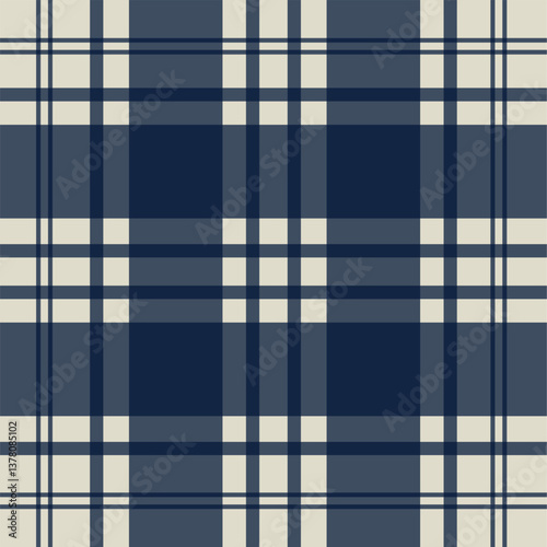 seamless navy blue and beige tartan patterns with classic plaid designs. Ideal for textiles, backgrounds, digital papers, and fashion projects.