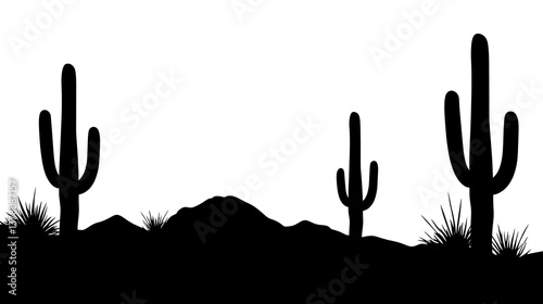 Desert Cactus Silhouette Landscape. (2)