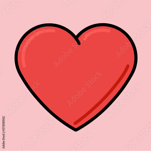 Minimalist Red Heart on Pastel Background Vector Illustration