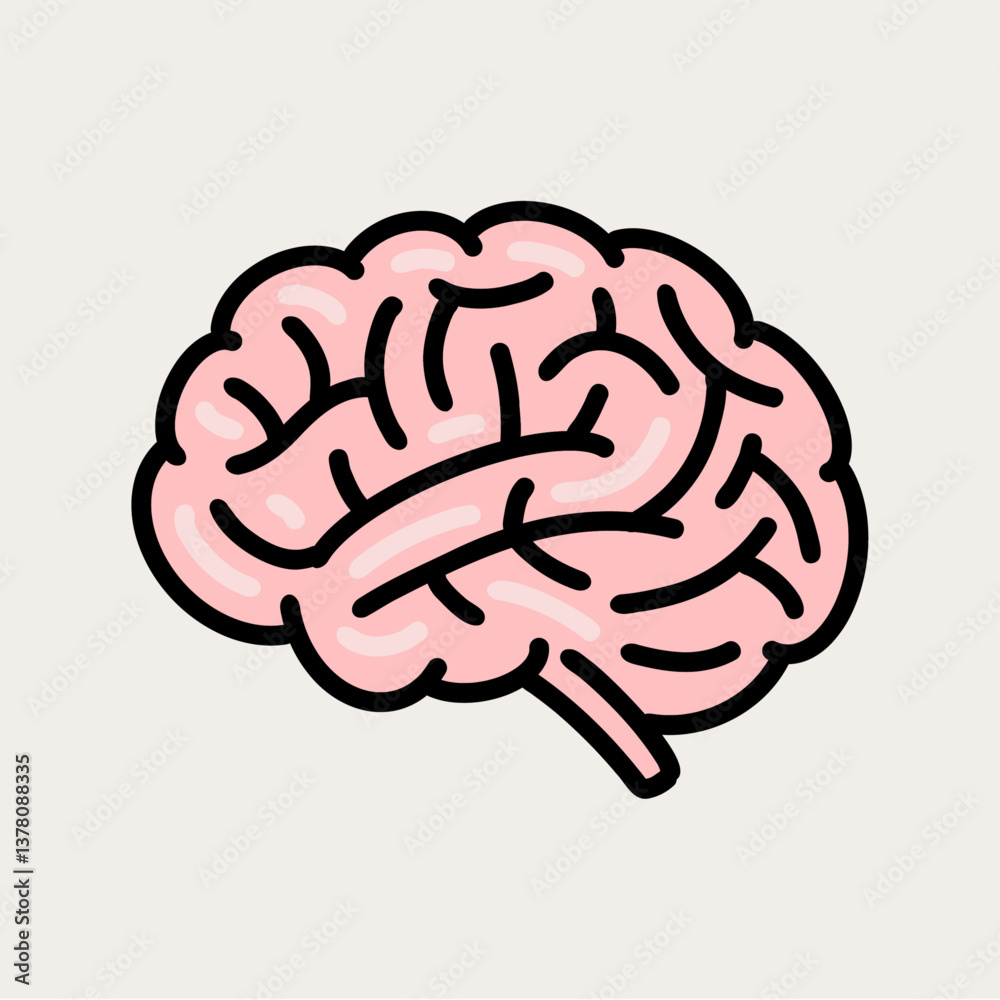 Pink Glowy Pastel Brain Vector Illustration for Mental Health
