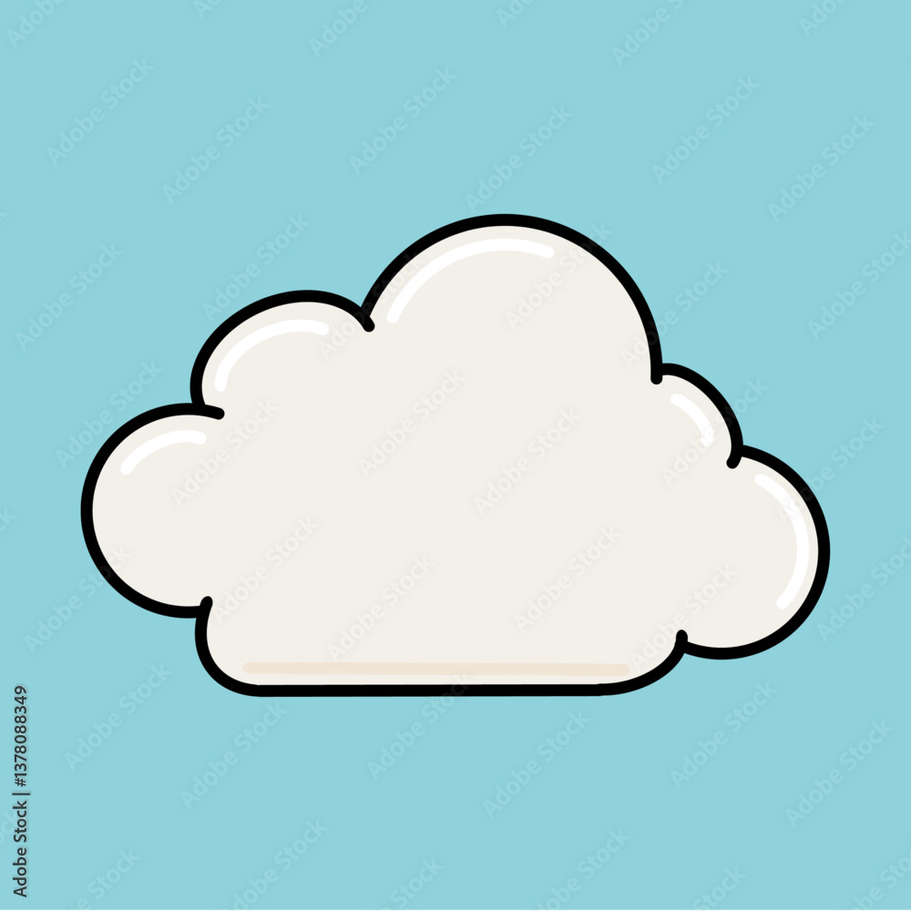 Minimalist Pastel Cloud in Sky Vector Illustration