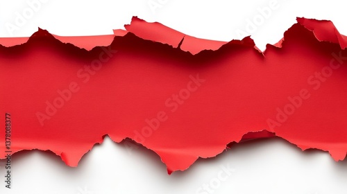 Wallpaper Mural Torn red paper strips with rough edges on white background. Torontodigital.ca