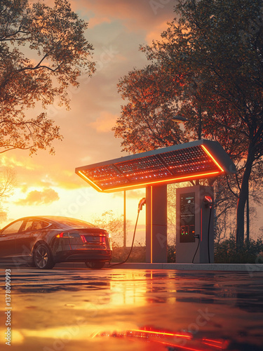 Solar-powered EV charging station