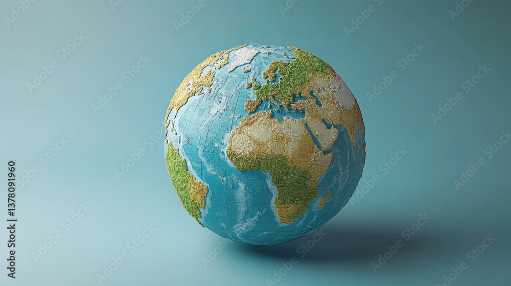 3D illustration of Earth with simplified maps of continents and oceans. 3D illustration of Earth with simplified maps of continents and oceans.