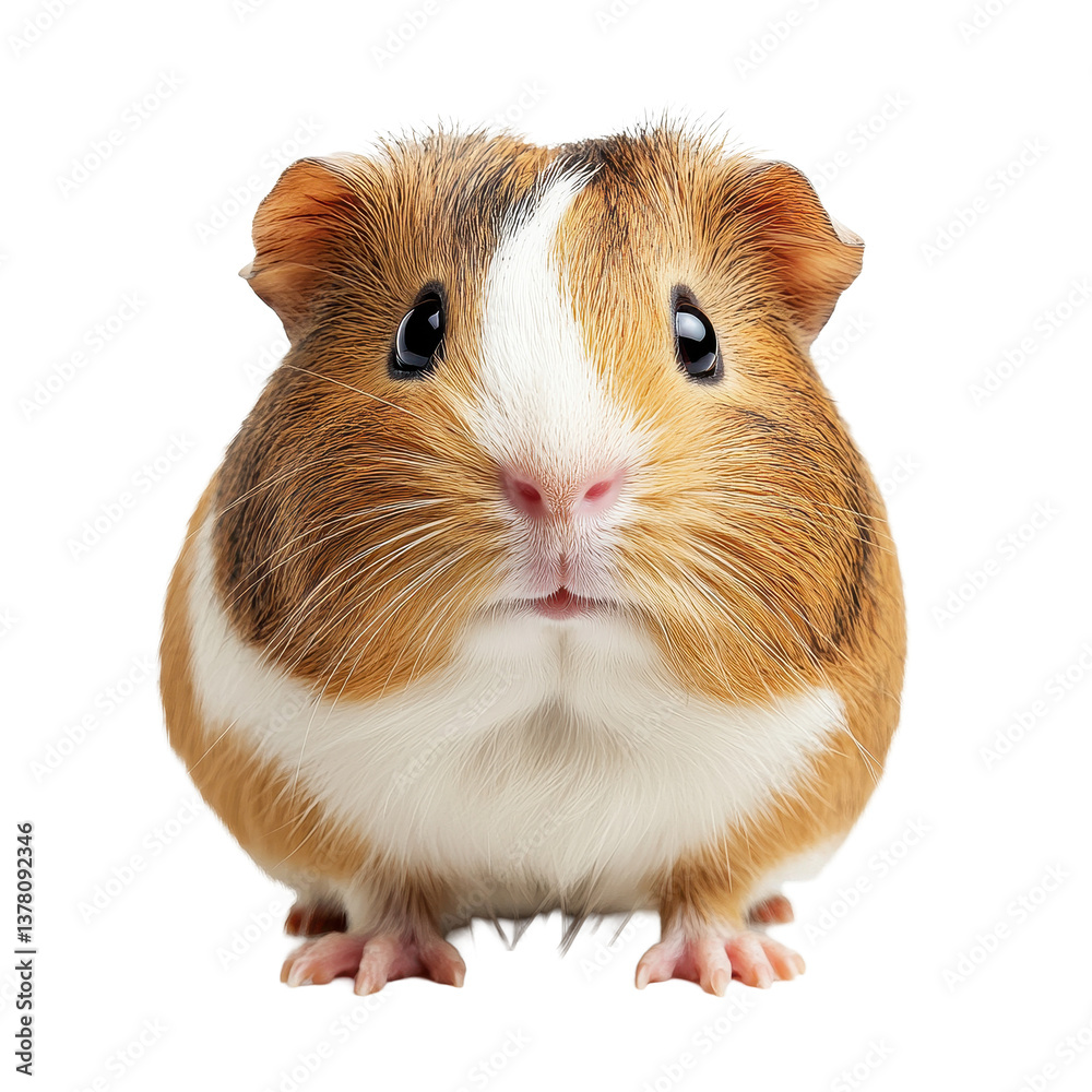 Cute guinea pig with fluffy fur looking curiously at the camera in a bright setting, Rodent pet animal hairy mammal cute guinea pig, Transparent background Cute guinea pig with fluffy fur looking curiously at the camera in a bright setting, Rodent pet animal hairy mammal cute guinea pig, Transparent background