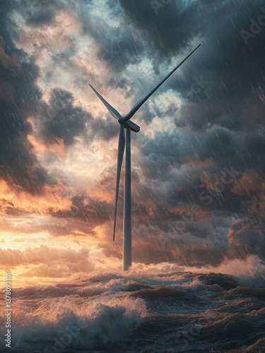 Wind turbine in a storm