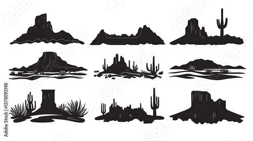 Desert Landscape Silhouettes.