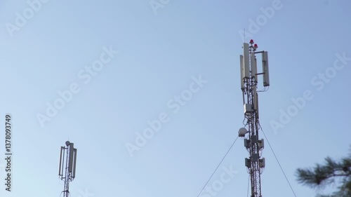 Telecommunication towers, cellular radio transmitters 5g, 4g