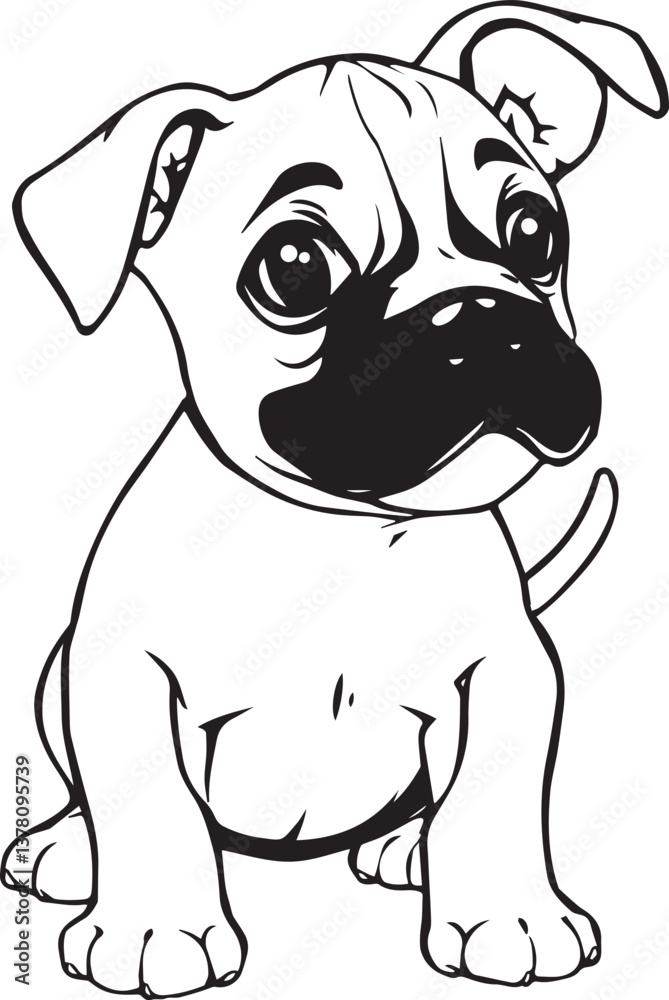 Boxer puppy. Hand drawn vector illustration Boxer puppy. Hand drawn vector illustration