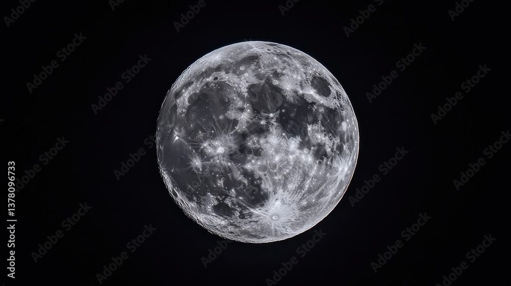 Obraz premium Detailed View of the Full Moon Against a Black Sky