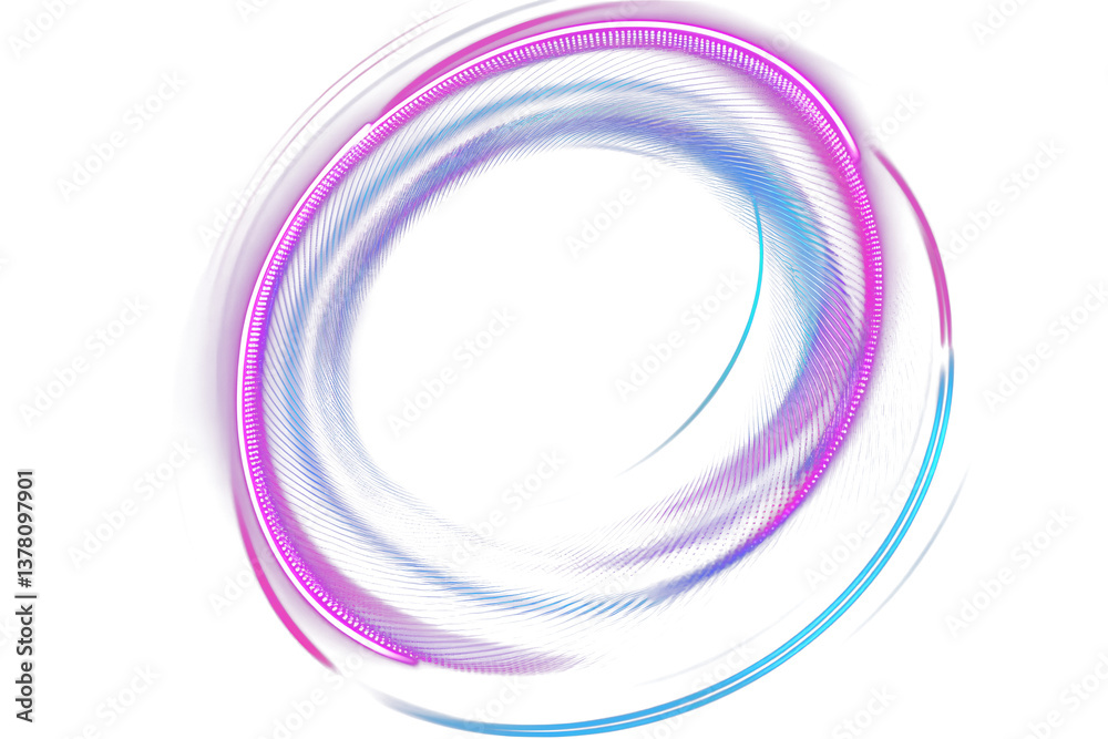 Abstract digital neon waves forming a circular pattern on a dark blue background, illustrating a concept of tech elegance. 3D Rendering Abstract digital neon waves forming a circular pattern on a dark blue background, illustrating a concept of tech elegance. 3D Rendering