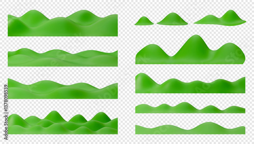 Wallpaper Mural Set of 3D green hills and mountains. Summer landscape design elements. Vector isolated illustration Torontodigital.ca