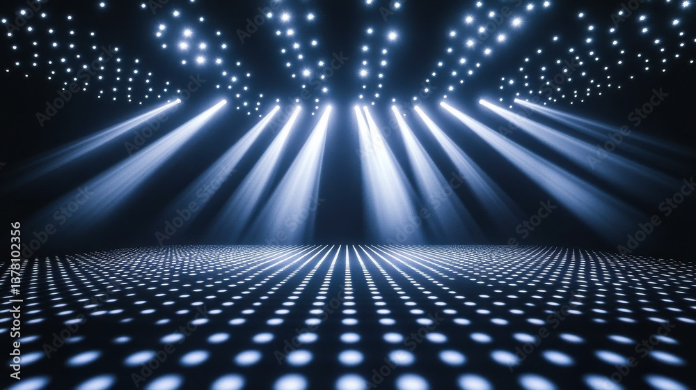 Obraz premium Dramatic Stage Light Display with Spotlights and Reflections