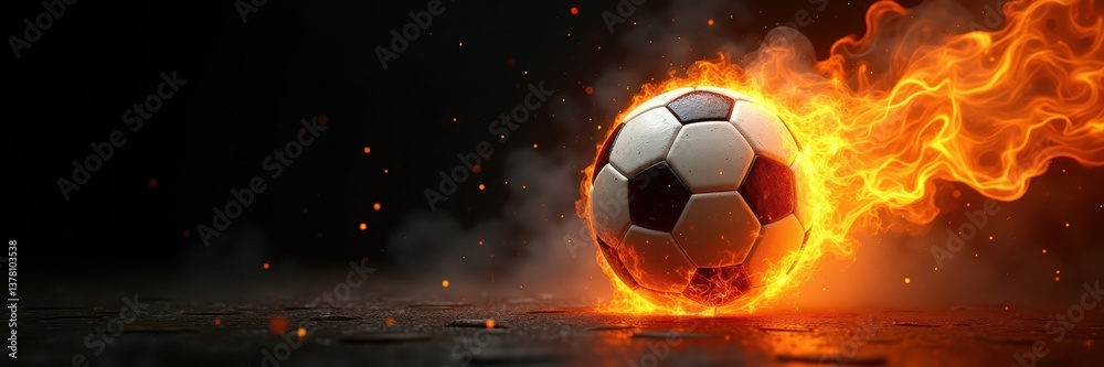Fototapeta premium Flaming Soccer Ball: Passion and Intensity