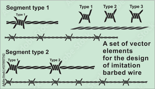 A set of vector elements for the design of imitation barbed wire