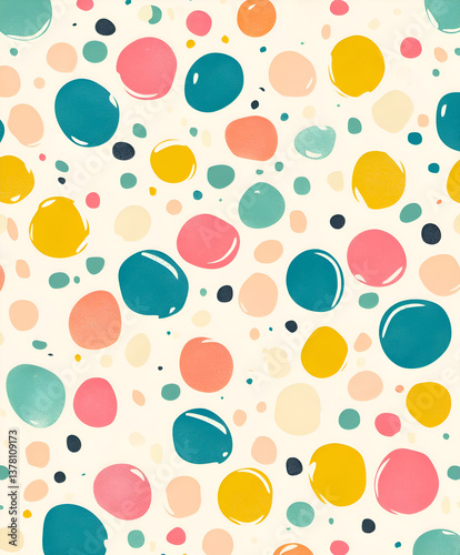 A playful polka dot pattern with pastel candy colors