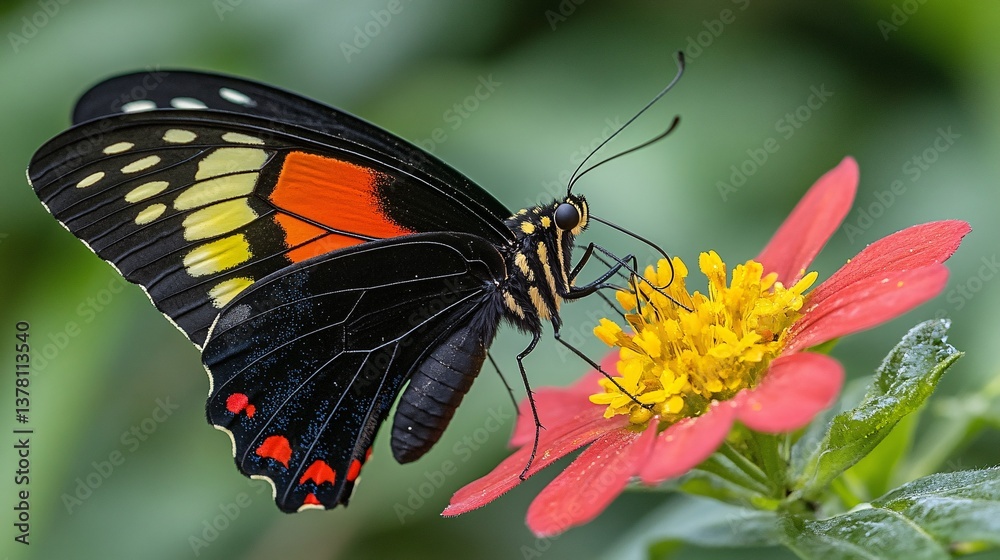 Fototapeta premium Spectacular Butterfly on Vibrant Flower of excellence in splendor beyond compare with grace