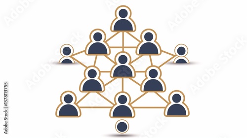 A hierarchy icon with connected people, symbolizing organizational structure, outlined on a white background.