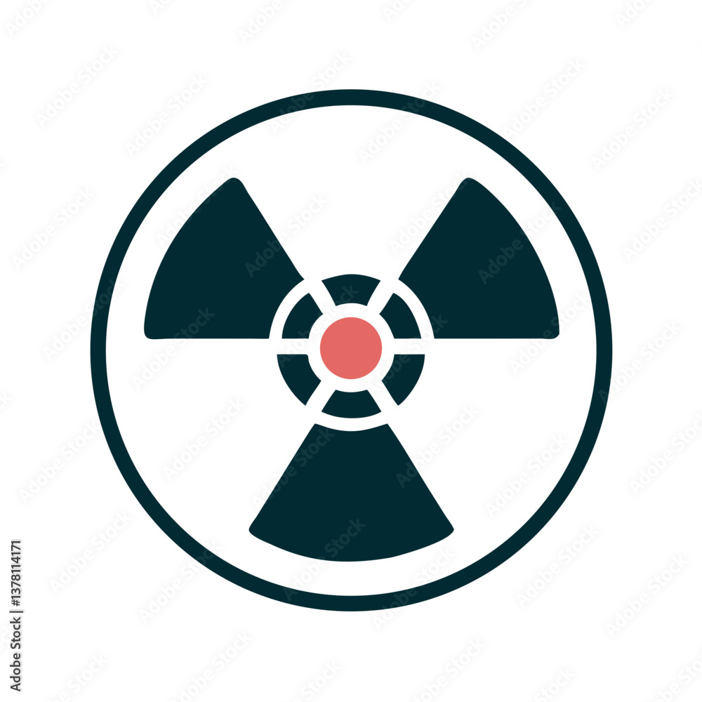 Radiation hazard symbol in flat warning icon style Radiation hazard symbol in flat warning icon style