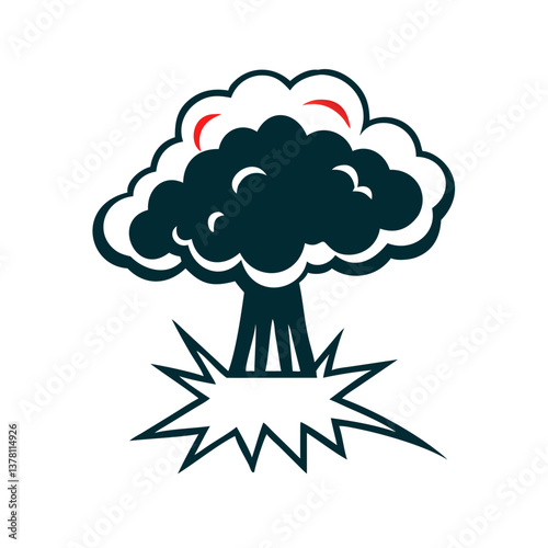 Explosion cloud with shockwave in flat comic style