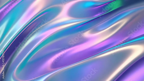 Wallpaper Mural A captivating abstract background featuring dynamic holographic waves with vibrant, iridescent colors. The flowing motion and reflective surfaces create a futuristic and mesmerizing visual experience Torontodigital.ca