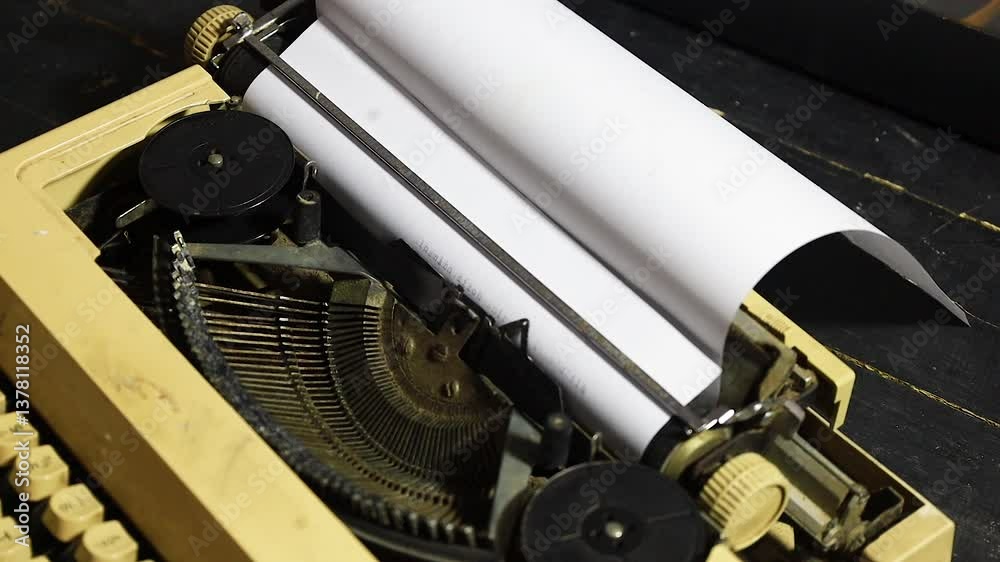 blank white sheet on manual typewriter, concept of author, journalist.