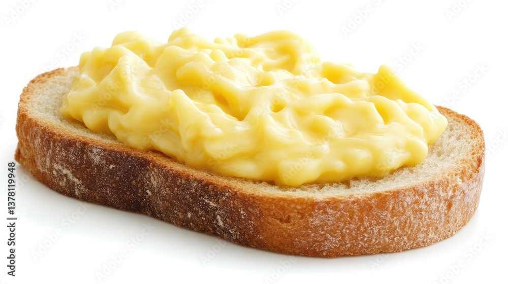 A close-up of thick mayonnaise being spread on a slice of bread, set against a white background A close-up of thick mayonnaise being spread on a slice of bread, set against a white background