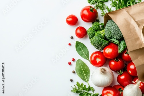 Fresh produce delivery urban market food photography bright and clean environment top view healthy eating concept