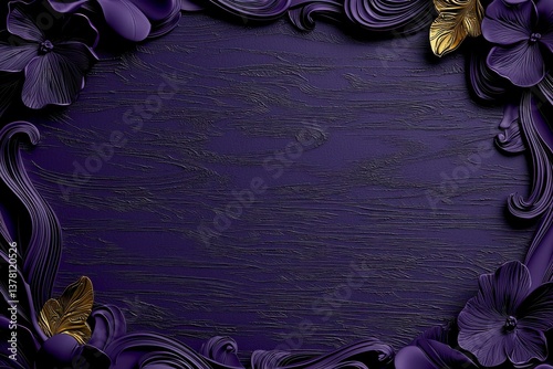 Elegant purple floral border design digital artwork decorative element artistic environment close-up view aesthetic concept for creative projects