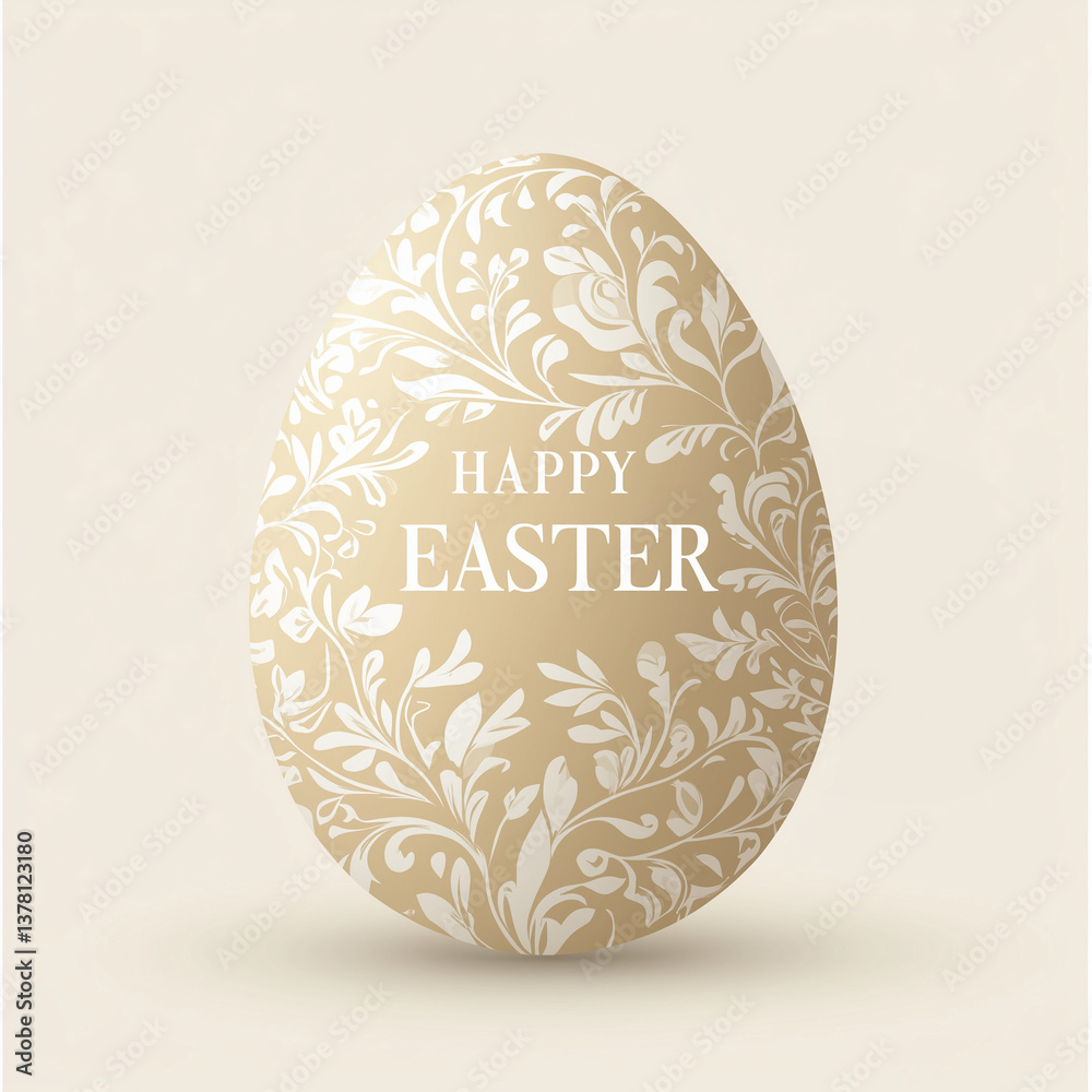 Elegant Beige Easter Egg - Intricate White Patterns with 'Happy Easter' Text, Sophisticated Vector Illustration for Luxury Branding & Digital Marketing (AI Generated) Elegant Beige Easter Egg - Intricate White Patterns with 'Happy Easter' Text, Sophisticated Vector Illustration for Luxury Branding & Digital Marketing (AI Generated)